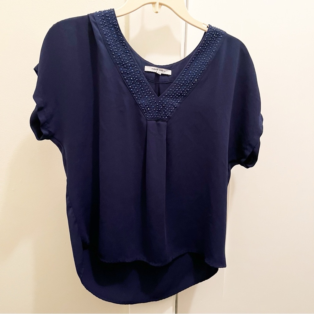 Naked Zebra Blueโ V-Neck Blouse